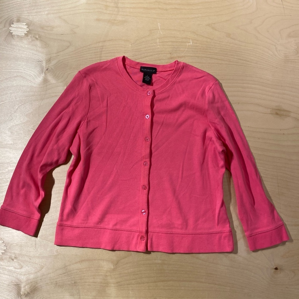 Rafaella Bright Coral Button Cardigan Large (QW)